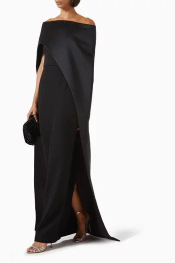 Azrael & Maddox Cape Gown in Crepe