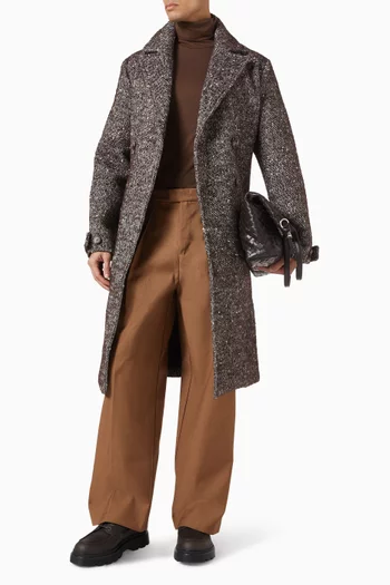 معطف بحزام بنقشة هيرنج بون صوف