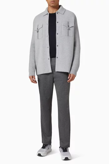 قميص بنمط جاكيت بملمس بارز صوف وكشمير