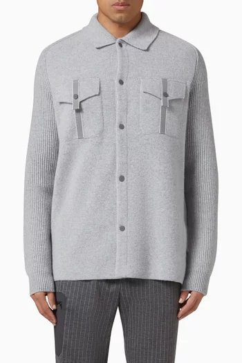 قميص بنمط جاكيت بملمس بارز صوف وكشمير