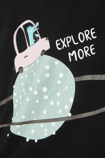 تي شيرت بطبعة سيارة قطن جيرسيه