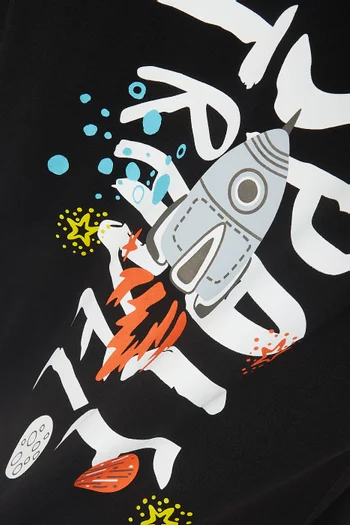 تي شيرت قطن جيرسيه بنقشة سفينة فضاء