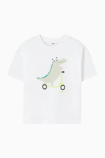 تي شيرت قطن جيرسيه بطبعة ديناصور