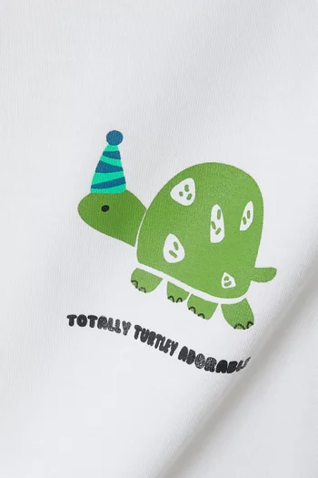 تي شيرت بطبعة سلحفاة قطن جيرسيه