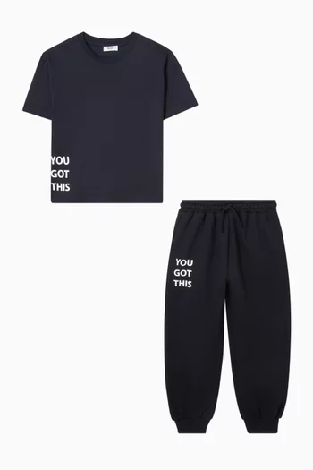 Slogan T-shirt & Sweatpants Set