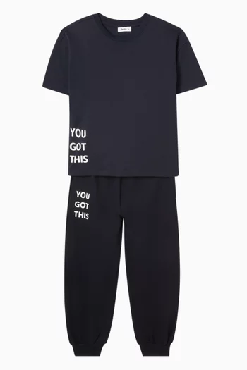 Slogan T-shirt & Sweatpants Set