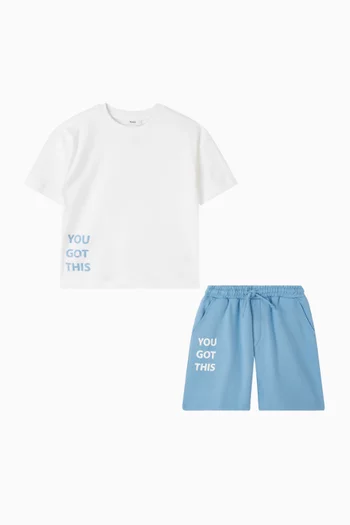 Slogan T-shirt & Shorts Set