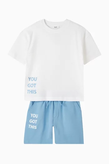 Slogan T-shirt & Shorts Set
