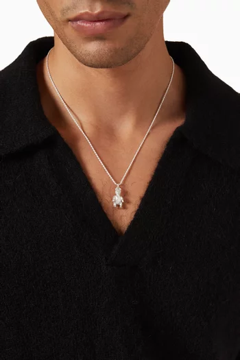 Teddy Bear Pendant Necklace in Sterling Silver