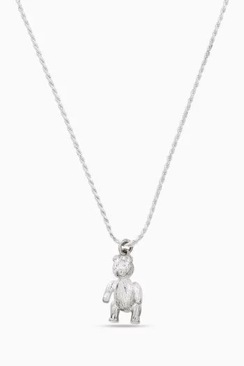 Teddy Bear Pendant Necklace in Sterling Silver