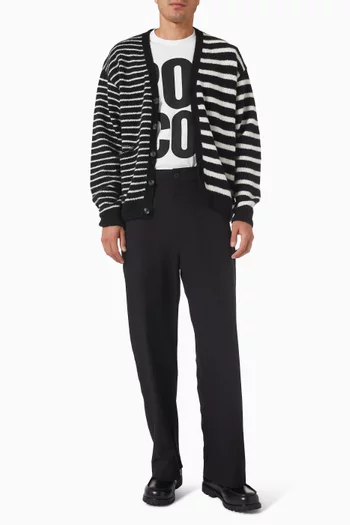 Striped Knitted Cardigan in Mohair-blend