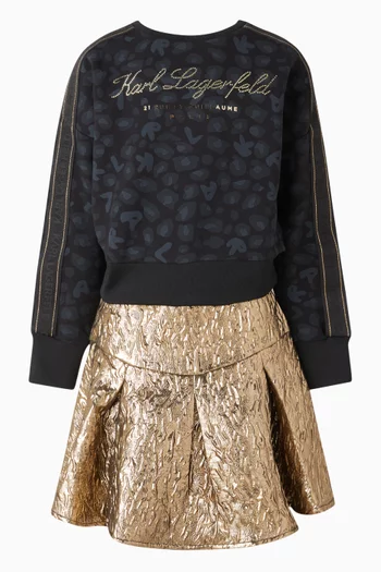 سويت شيرت بطبعة شعار الماركة مرصعة بأحجار الراين