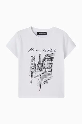 تي شيرت بطبعة شعار الماركة قطن