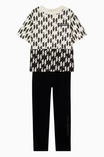 تي شيرت جيرسيه بطبعة شعار الماركة بالكامل