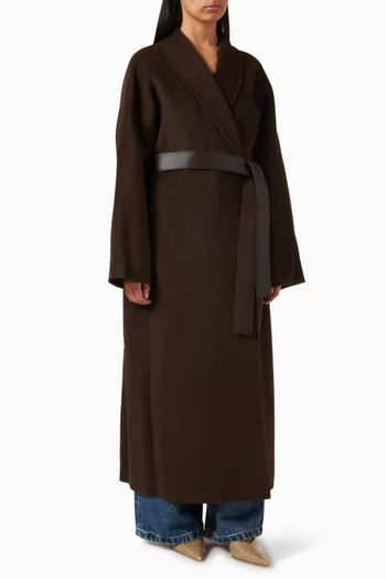 Belted Relaxed Coat in Wool-cashmere