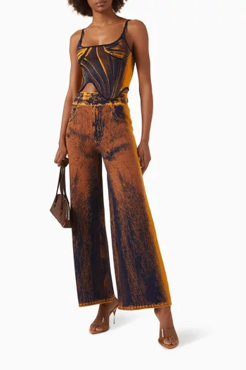 Zahra Denim-print Wide-leg Pants