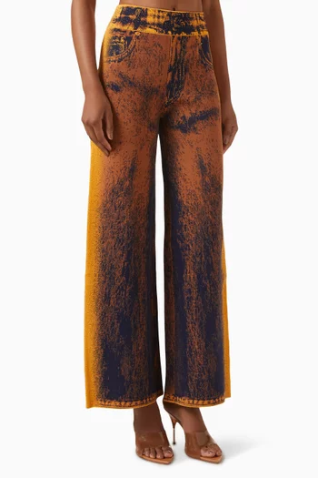 Zahra Denim-print Wide-leg Pants
