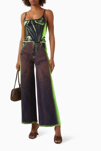 Zahra Denim-print Wide-leg Pants