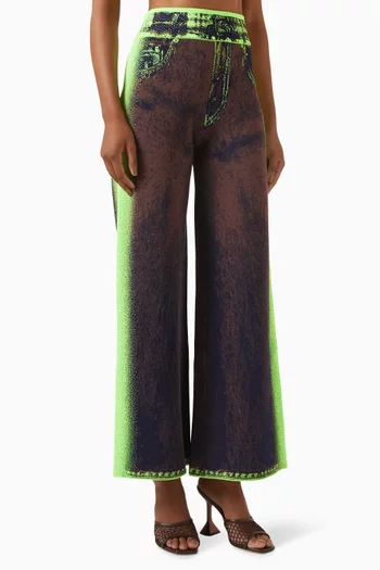 Zahra Denim-print Wide-leg Pants