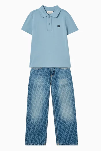 Logo Polo Shirt in Cotton Pique