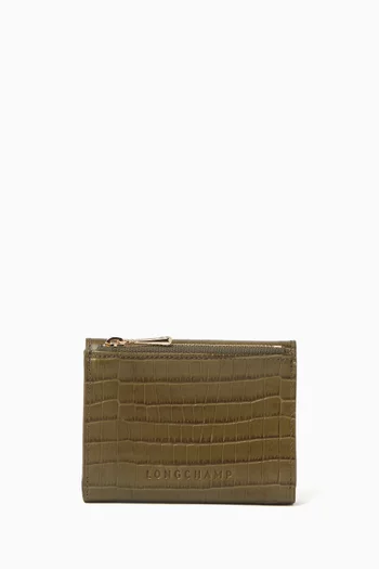 محفظة صغيرة بجيب جلد بنقشة جلد التمساح