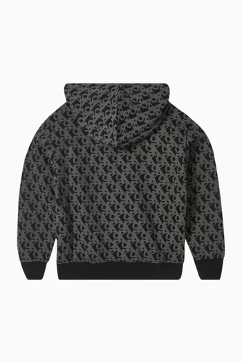 كنزة بغطاء رأس وشعار الماركة بالكامل قطن