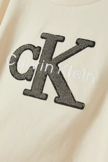 تي شيرت بشعار الماركة قطن مطاطي فائق الامتصاص