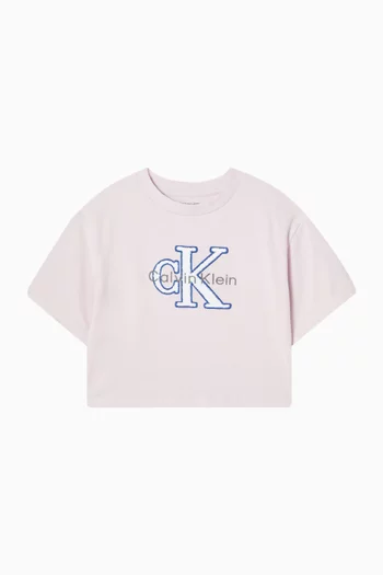 تي شيرت بشعار الماركة قطن مطاطي فائق الامتصاص