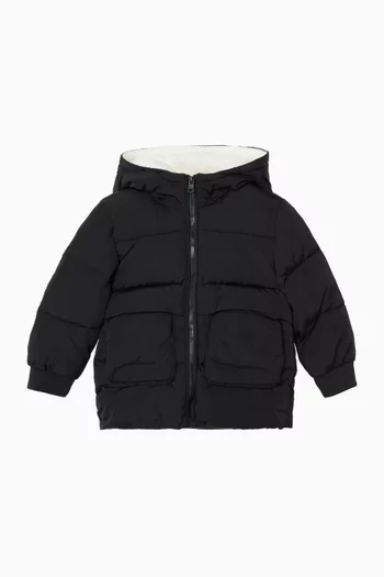 Hooded Puffer Jacket in Quilted Nylon