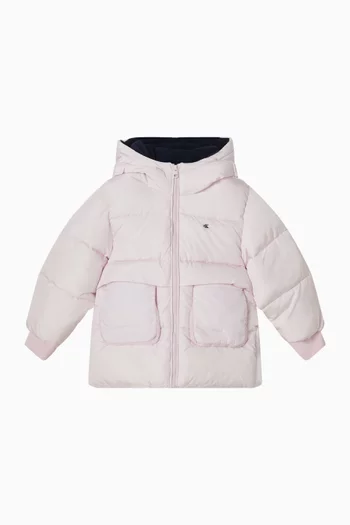 Hooded Puffer Jacket in Quilted Nylon