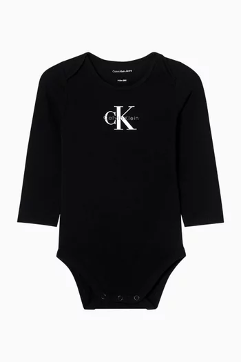 Newborn Logo Bodysuit in Stretch Cotton-jersey