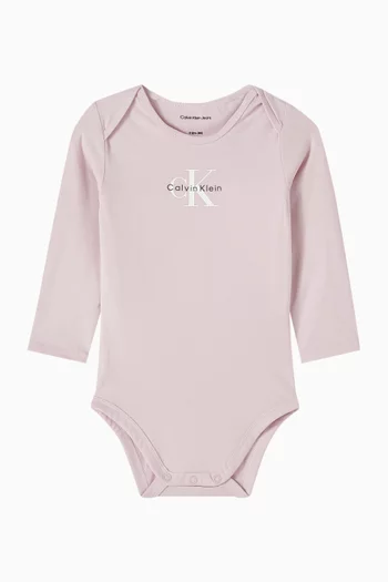 Newborn Logo Bodysuit in Stretch Cotton-jersey