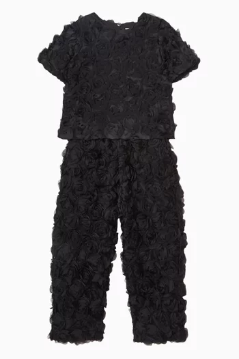 بلوزة بزهور بارزة 