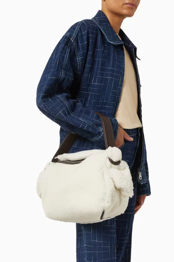 حقيبة كتف فوروشيكي كبيرة فرو جلد ماعز