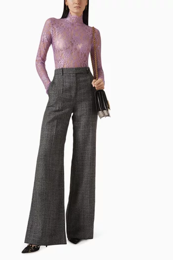 High-neck Bodysuit in Floral Lace