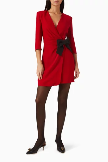 Bow-detailed Mini Dress in Silk Cady