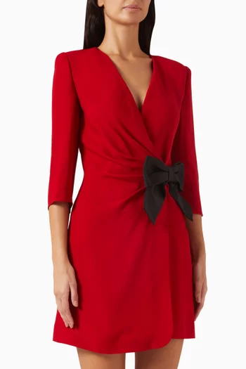 Bow-detailed Mini Dress in Silk Cady