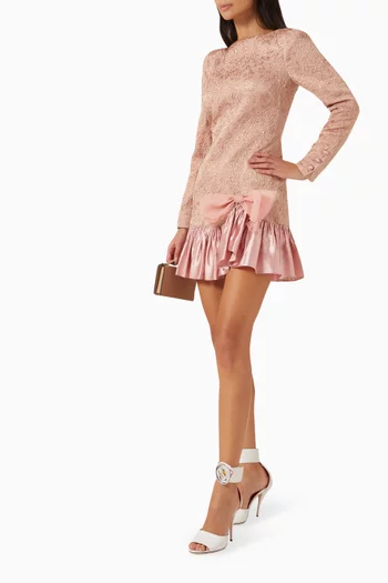 Floral Matelassé Mini Dress in Wool Blend