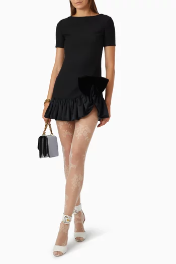 Ruffle-hem Mini Dress in Crepe