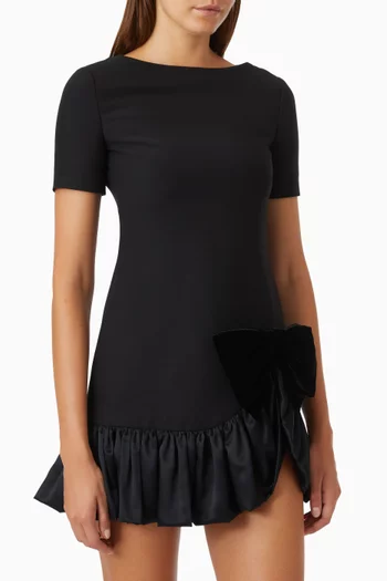 Ruffle-hem Mini Dress in Crepe