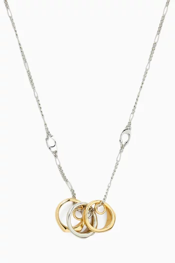 Signet Ring Rondell Pendant Necklace in Plated Brass