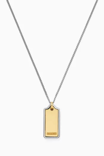 Metal Inlay Hangtag Pendant in Plated Brass