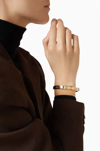 Pegged C Hinged Bangle in Plated Brass