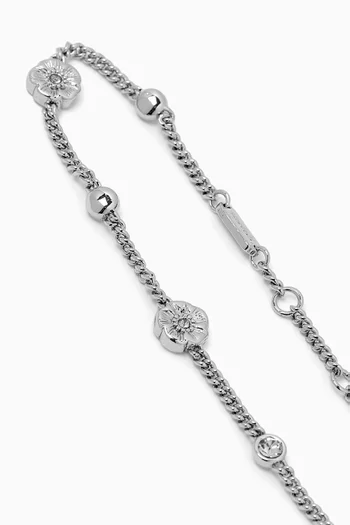 Tea Rose Huggie Earrings in Silver-tone Brass