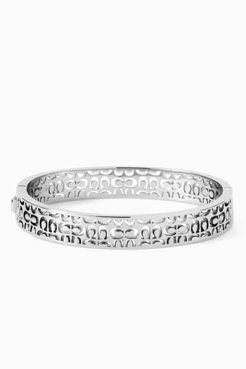 Quilted Hinged Bangle in Plated Brass