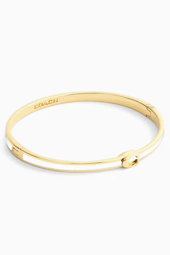 Enamel Hinged Bangle in Plated Brass