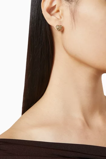 Pavé Heart Stud Earrings in Plated Brass