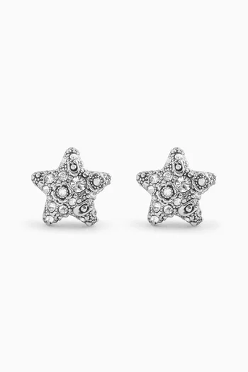 Pavé Star Stud Earrings in Plated Brass