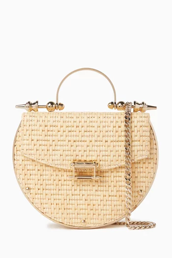 Oak Engraved Top-handle Bag in Raffia