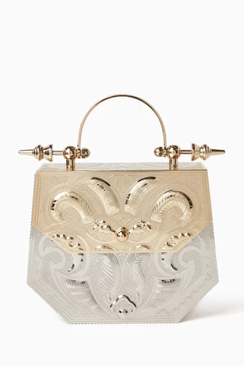 Hexagon Minaudiere Bag in Brass